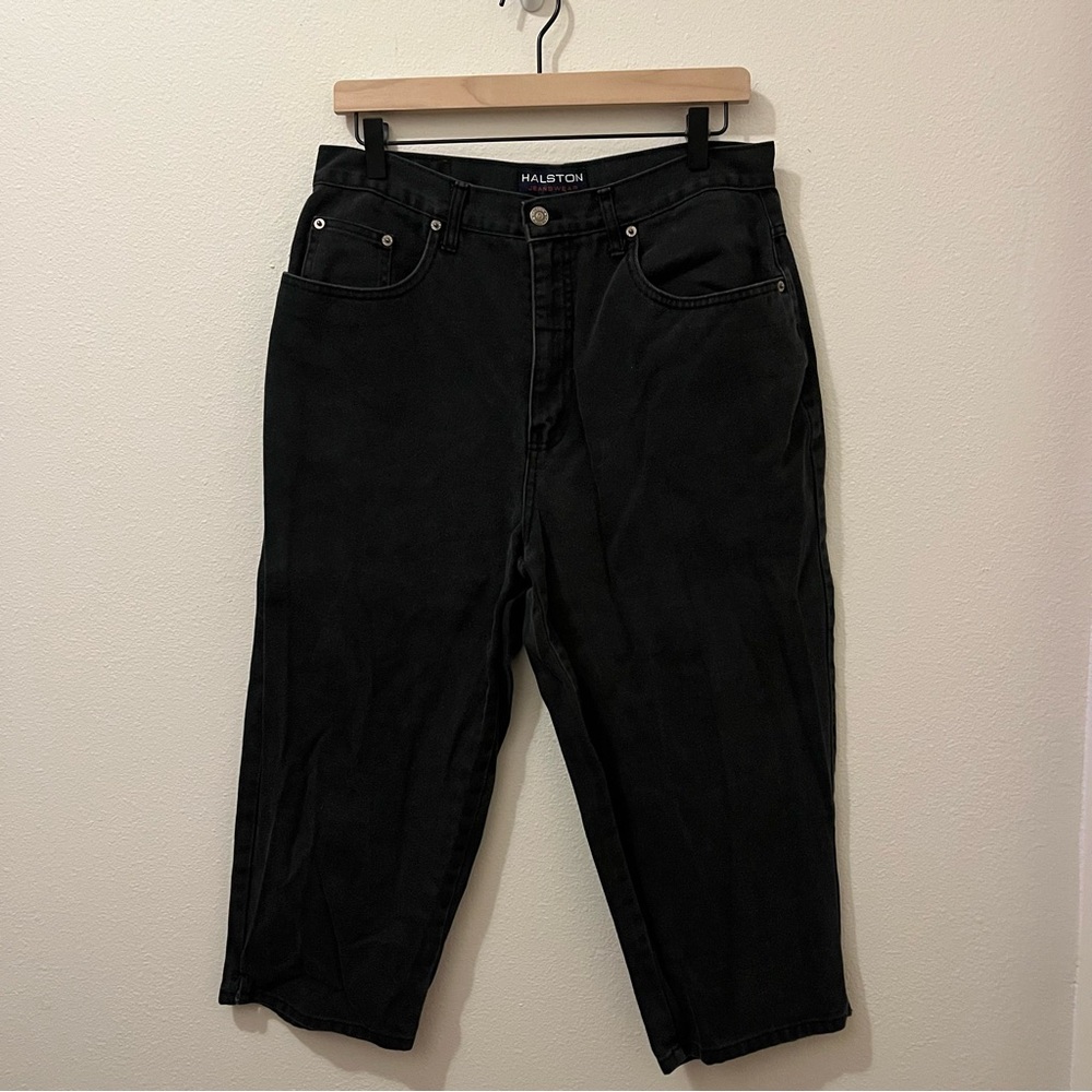 Halston 100% Cotton Black High Waist Capri Cropped Jeans